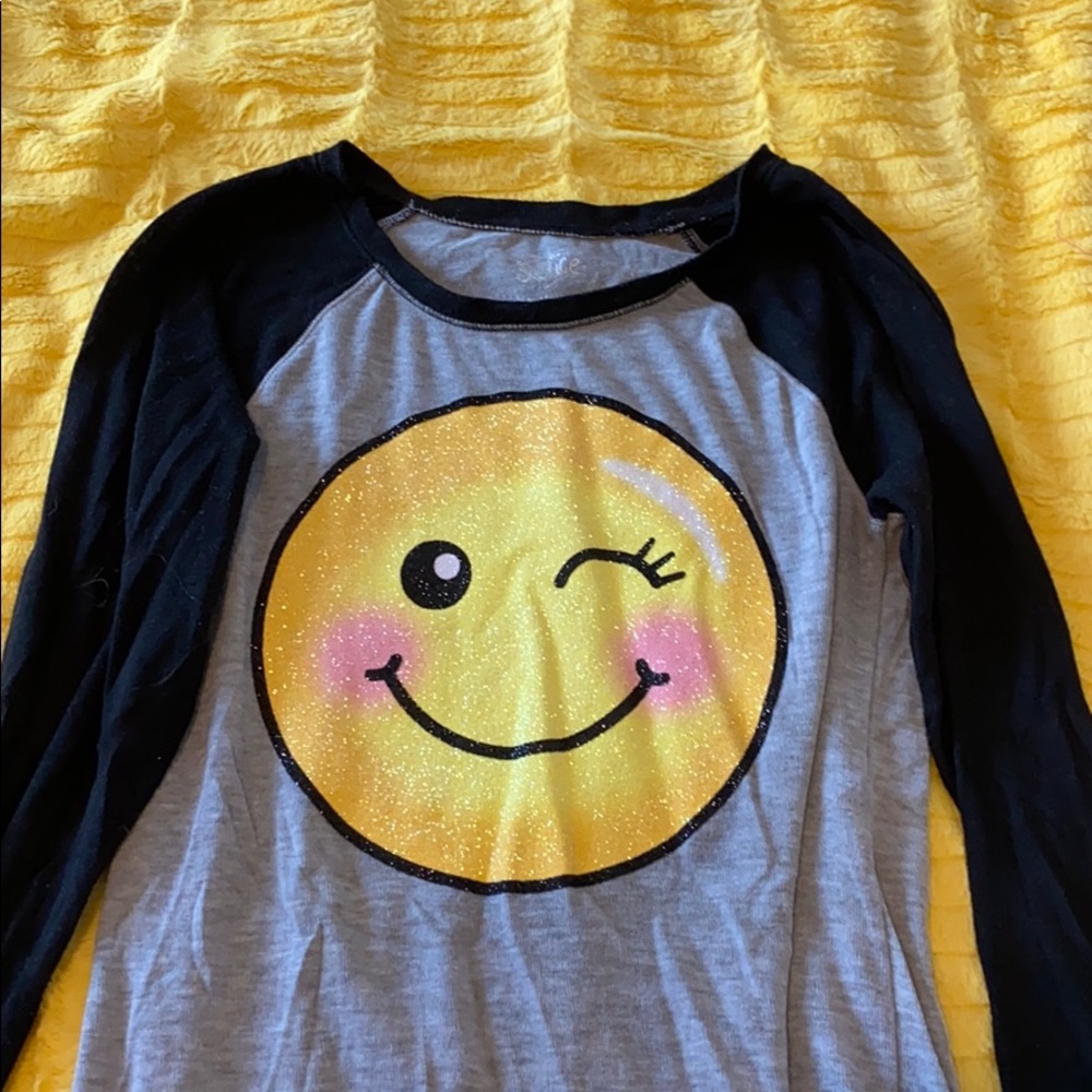 Girls long sleeve emoji shirt